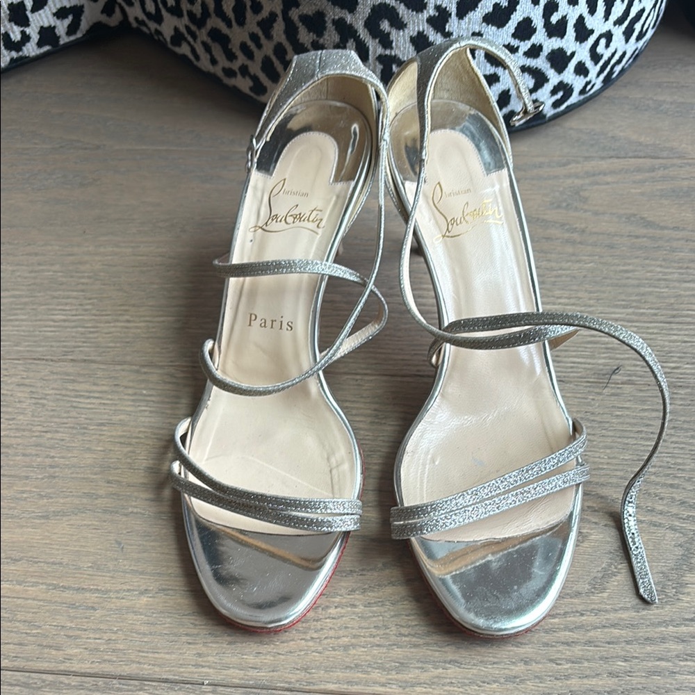 Christian Louboutin Silver Strappy Women's Shoes